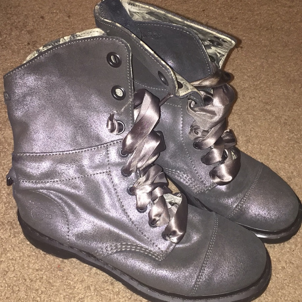 Gray & floral Dr . Martens